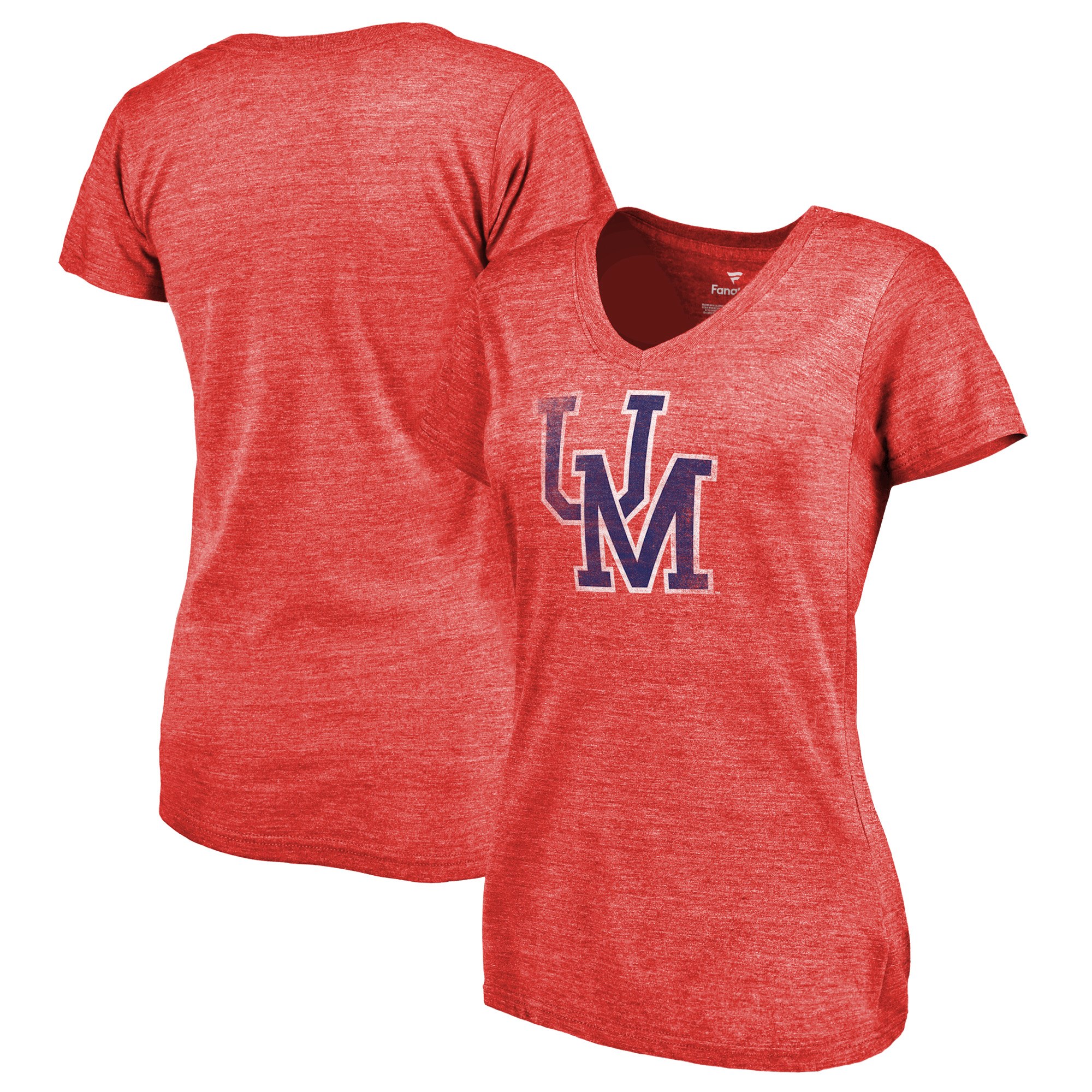 2020 NCAA Fanatics Branded Ole Miss Rebels Women Red College Vault Primary Logo TriBlend VNeck TShirt->ncaa t-shirts->Sports Accessory